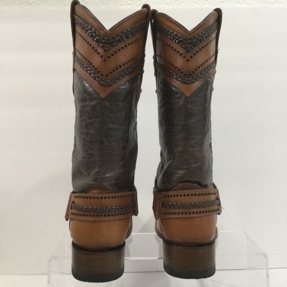 Quincy Cowgirl Cowboy Western Boho Brown Braided Buckle Square Toe Boots - Picture 5 of 15